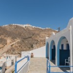 The road to Chora, on the top of the hill, as viewed from the balcony of the rooms